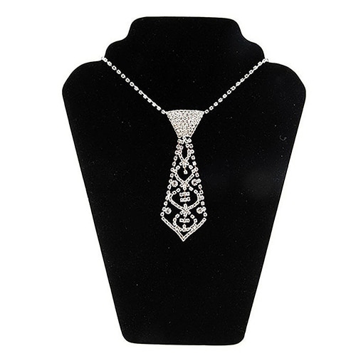 Beauty Women Glitter Rhinestone Tie Shaped Necklace for Prom Party stainless steel chain necklace women luxury jewelry