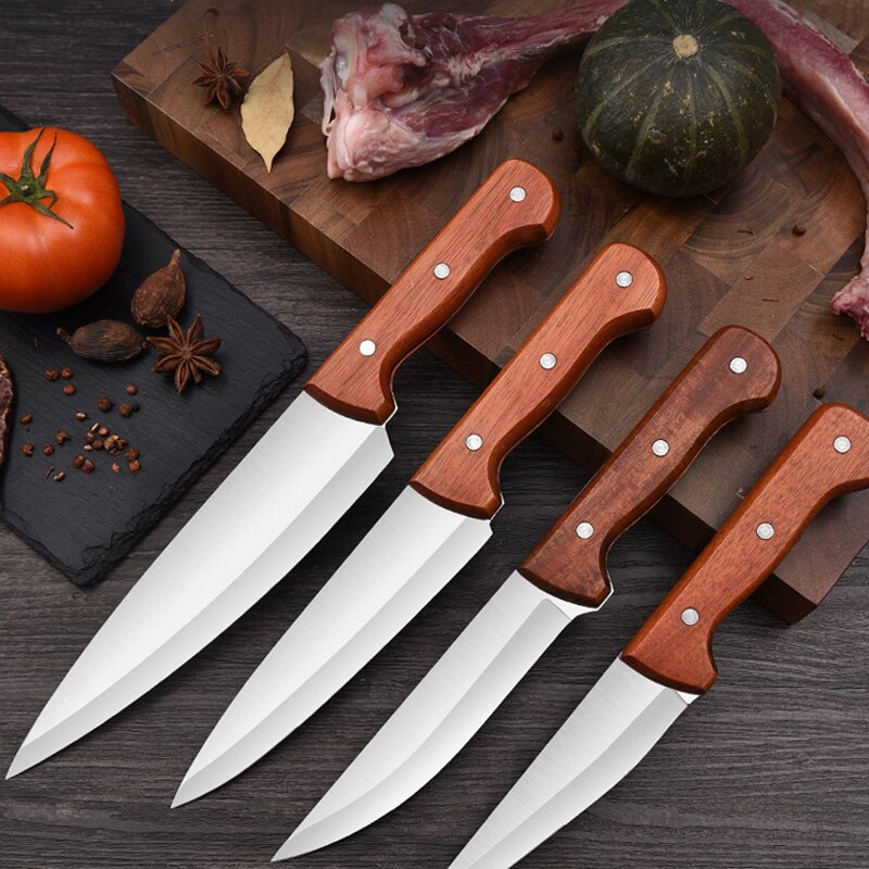 4pc Kitchen Knives Set Butcher Knife for Fish Fruit Vegetable Chef Knife Stainless Steel Boning Knife Meat Cleaver Utility Knife