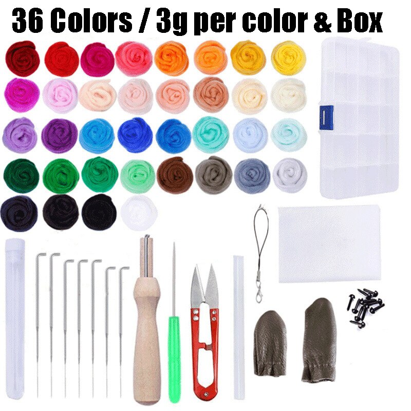 Wool Roving Needle Felting Starter Kit Wool Felting Tool Kit with Felting Needles, Foam Mat, Needle Felting for DIY Doll Making: Style 6
