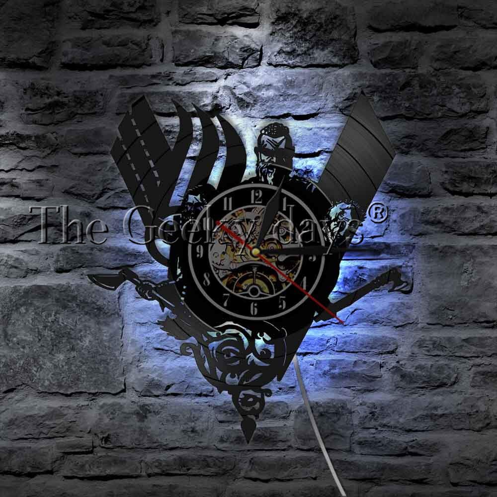 Viking kompass veggklokke klokke vintage hengende vinylplate veggklokker mystiske norrøne magick veggkunst dekor til stue