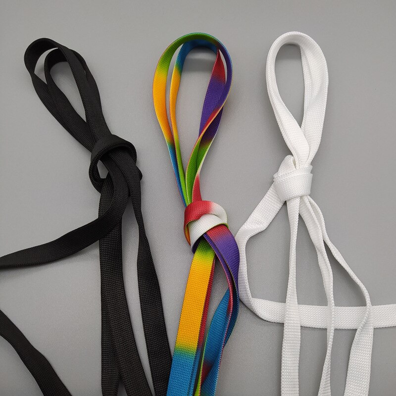 1 para tęczowe sznurowadła MCQ klasyczne codzienne białe buty płaskie sznurowadła precyzyjne tkactwo Unisex Gradient Shoelace