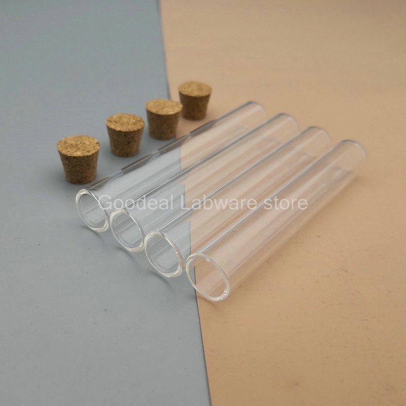 20Pcs 50 Stuks 100 Stuks Lab 12X75Mm Vlakke Bodem Glazen Reageerbuis Met Kurk Mini flacon Container Schoolbenodigdheden
