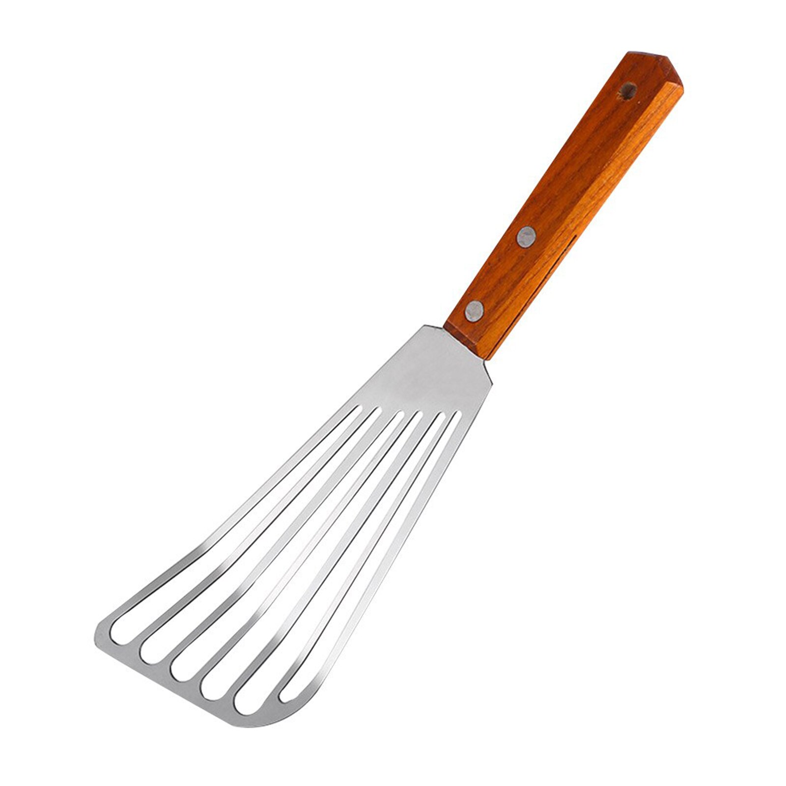 Multifunctional Slotted Frying Spatula Steak Shovel Fish Hollow Multipurpose Wooden Handle Long Time Use Kitchen Tool: Orange