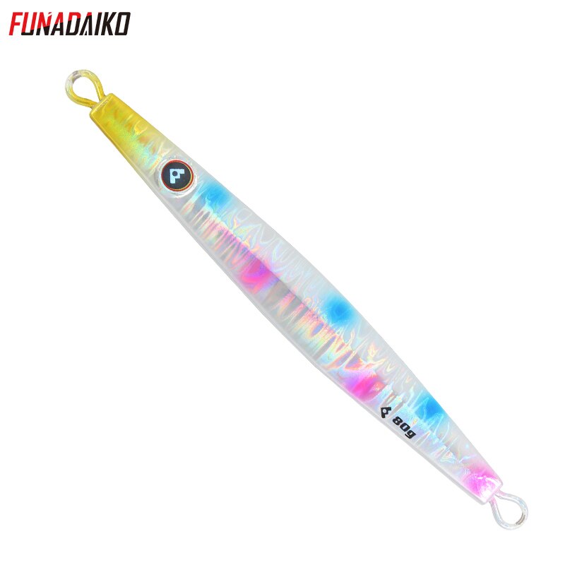 Leurre de pêche funadaiko appât artificiel leurre jig en métal leurre de pêche jig lent leurre jigging 60g 80g 100g leurre jig appât dur leurre jig en métal: Arc-en-ciel / 100g