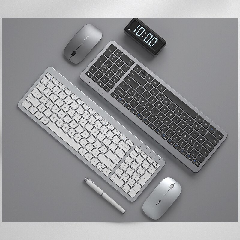 B.O.W Wireless Keyboard for Computer, Rechargeable Mouse Combo Compact Whisper-Quiet Keyboard Kits with 2.4Ghz Nano Receiver