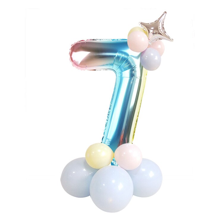 32 Inch Rainbow Gradient Number Balloons Boy Girls First Birthday Party Decorations Kids Adult Wedding Baby Shower Decorations: set 7