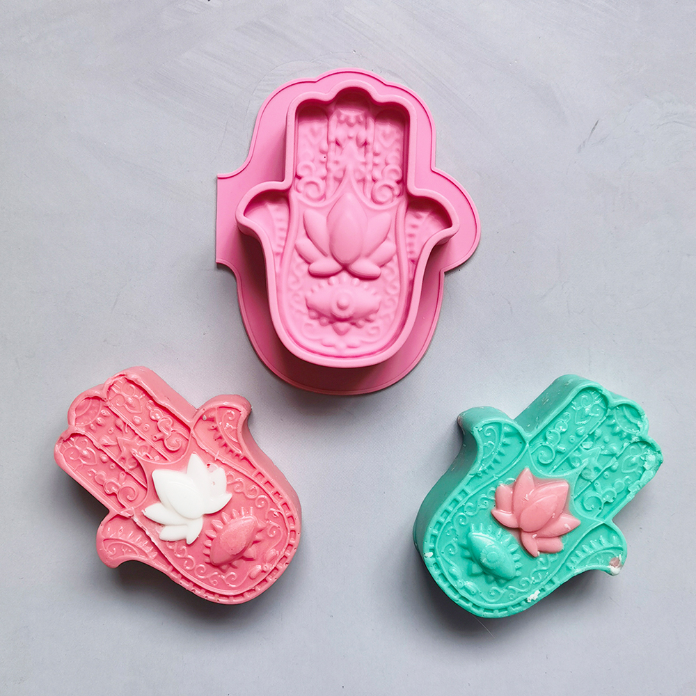 Moldes de silicona para jabón, molde hecho a mano para jabones de baño en forma de palma, suministros de cera, molde para hacer velas, 2/4 Uds.