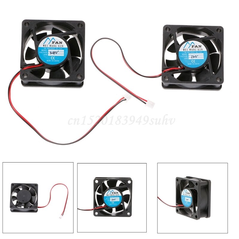 Ventilador de refrigeración para PC sin escobillas, Enfriador de 2 pines, 60mm × 60mm × 25mm, cc 12V 24V, 6025