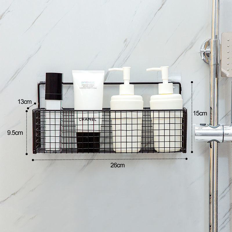Bathroom Storage Racks Iron Metal Toilet rack washstand free punching wall hanging wall storage rack light luxury basket Gold: 2