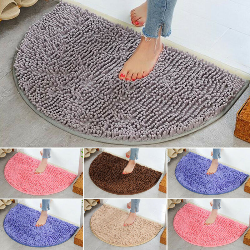 Tapis de bain semi-rond Super absorbant, antidérapant, lavable en Machine, duveteux, duveteux, 60x40cm