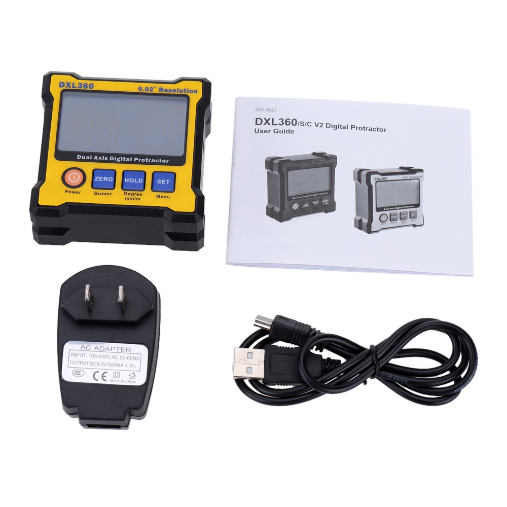 50-60Hz Protractor Dual Level Gauge Angle Protractor with Magnetic Base LED Display Axis Digital Angle Protractor: DXL360 US