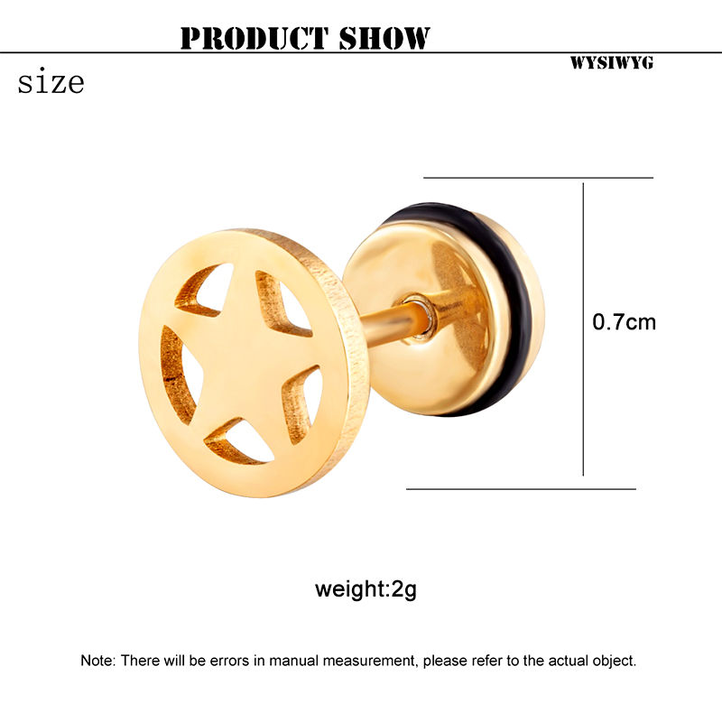 1 Stuk Korea Geometrische Ster Oor Studs Voor Man Vrouwen Minimalistische Ronde Holle Statement Oorbellen Mannelijke Roestvrijstalen Oor Sieraden