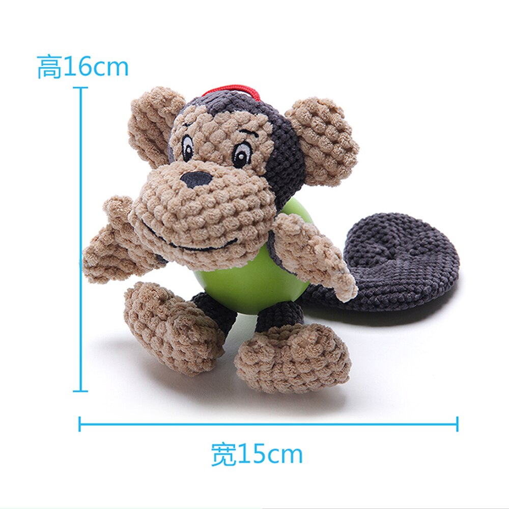 Jouets en velours côtelé couinant pour chien, jouets en peluche en forme d'animal, produits couinants, Puzzle résistant aux morsures, jouet molaire interactif, accessoires pour animaux de compagnie: monkey1