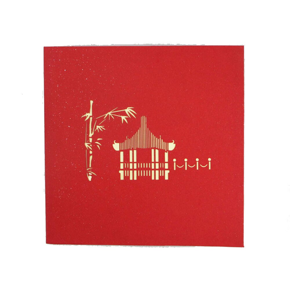 Vendite calde!!! Invito della cartolina d'auguri di pop-su del modello del padiglione del giardino della cina 3D di nuovo arrivo retrò