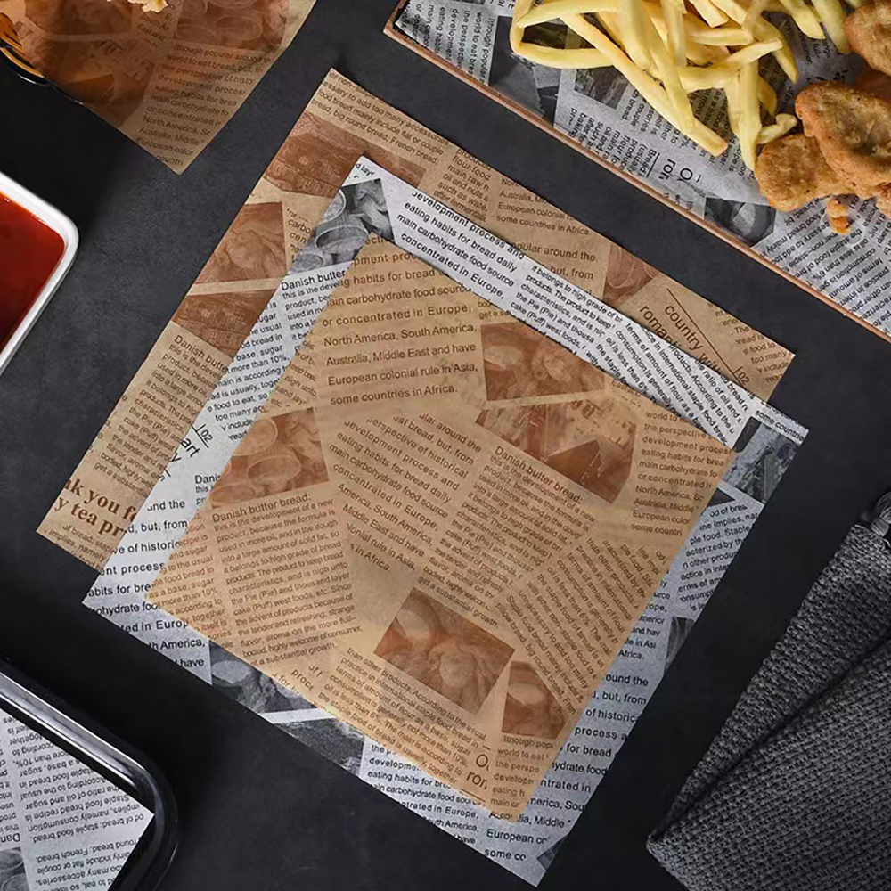 50 Uds. Papel encerado a prueba de aceite, papel para envolver alimentos, pan, sándwich, hamburguesa, patatas fritas, envoltura de comida rápida, pan, papel de aceite, herramientas para hornear