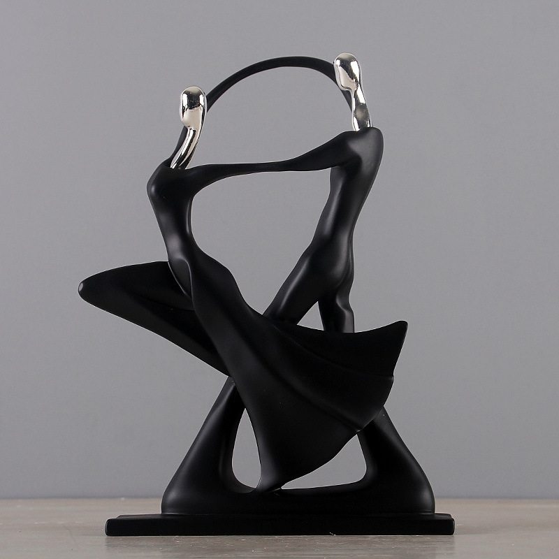 Escultura humana negra abstracta moderna, joyería de resina para decoración del hogar, accesorios de , escultura de resina geométrica para parejas