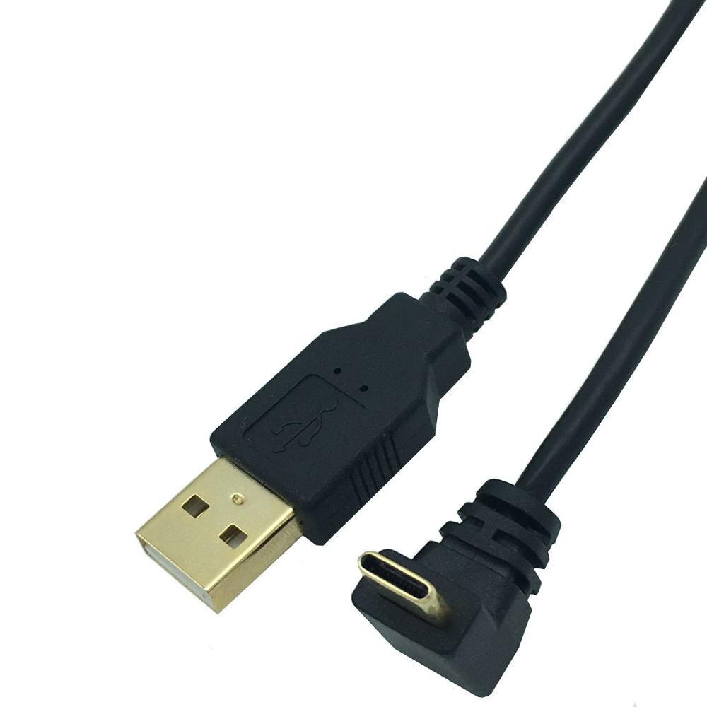 USB 2.0 A Male 90 Degrees Right Left Up Down angled Elbow to USB 3.1 Type C Elbow male Converter Data Sync Charging Cable: straight