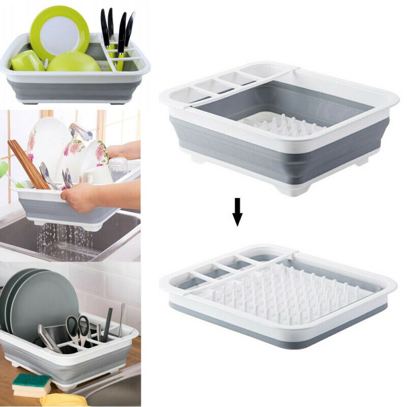 Foldable Collapsible Washing Up Bowl Dish Drainer Draining Folding Water Reusable Camping