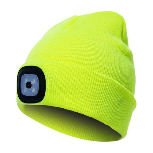 Al aire libre de ciclismo LED Luz de punto de invierno sombrero elástico boina gorra sombrero con iluminación: Fluorescent Yellow