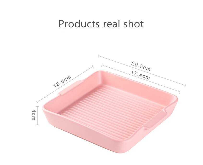 Hotel Home Kitchen Square Ceramic Dinner Plate Fruit Salad Binaural Square Plate Pasta Snack Square Plate