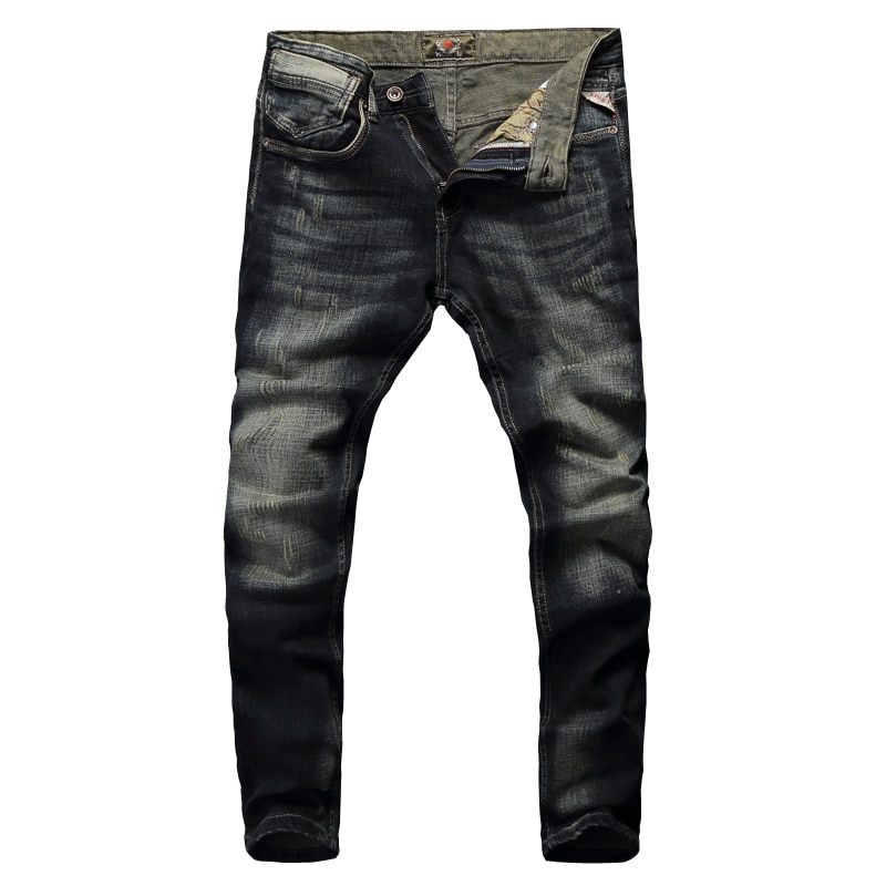 Klassieke Mannen Vintage Denim Broek Slim Fit Retro Gewassen Jeans Voor Mannen Broek – Grandado