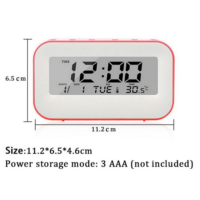 1pc Mute Digital Alarm Clock With Snooze Fuction Weather Night Light Adjustable Alarm Misic Sounds Backlight Display: red