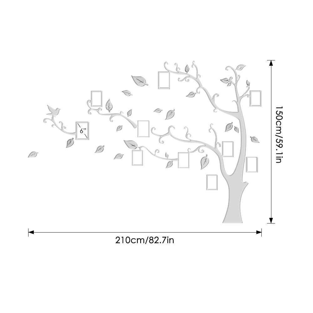 Large 3D DIY Photo Tree Acrylic Wall Decals/Adhesive Family Wall Stickers Mural Art Home Decor pegatina de pared: M 2.1x1.5M