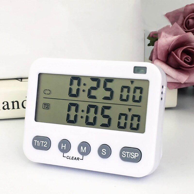 Magnetic Countdown Timer w/ Seconds Dual Digital Timer LCD Big Digits for Workout Office Gym Study 62KD