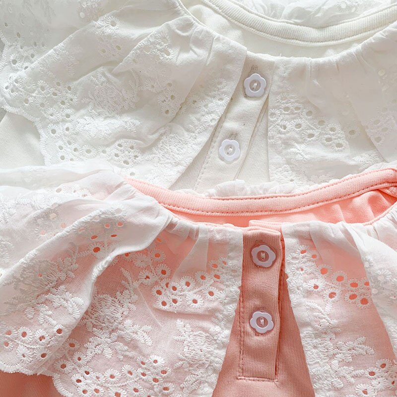 MILANCEL printemps bébé vêtements col rond décontracté solide dentelle filles Blouse