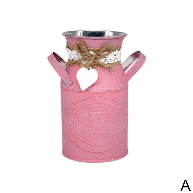Maceta redonda para flores para sala de estar, jarrón con personalidad, adornos de estilo Pastoral, jarrón decorativo artesanal de hierro forjado: A