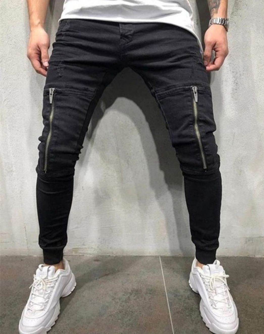 Summer Distressed Hip Hop Style Washed Super Skinny Men Ripped Jeans main image 1