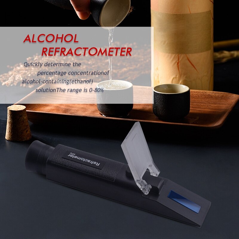 Handheld 0-80% Alkohol Refraktometer Schnaps Konzentration Destilliertem Alkohol Tester Meter Densitometer Alkohol ATC Refraktometer