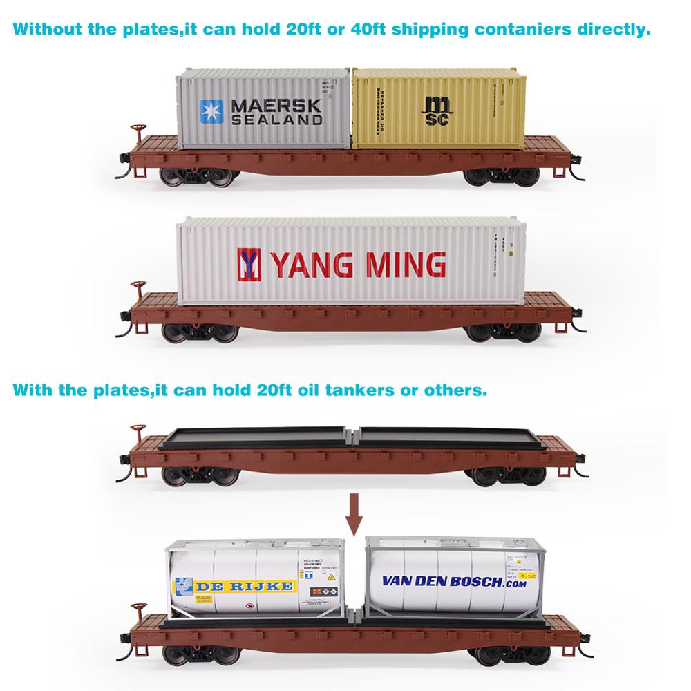 3pcs HO Scale 52ft Flat Car Pure Color Flatbed Carriage 1:87 Freight Car Lots C8741DS