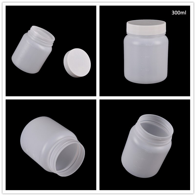 1pc laboratorium chemische opslagkisten witte plastic fles met brede hals 300ml