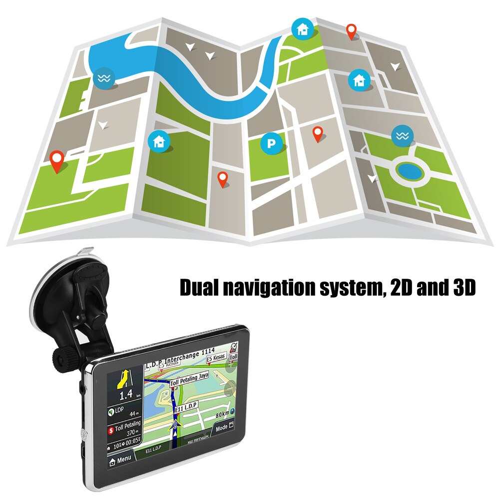Touch screen bilnavigator gps navigation ddr 256m 8g mp3 fm europa map 508 universal 5 tommer
