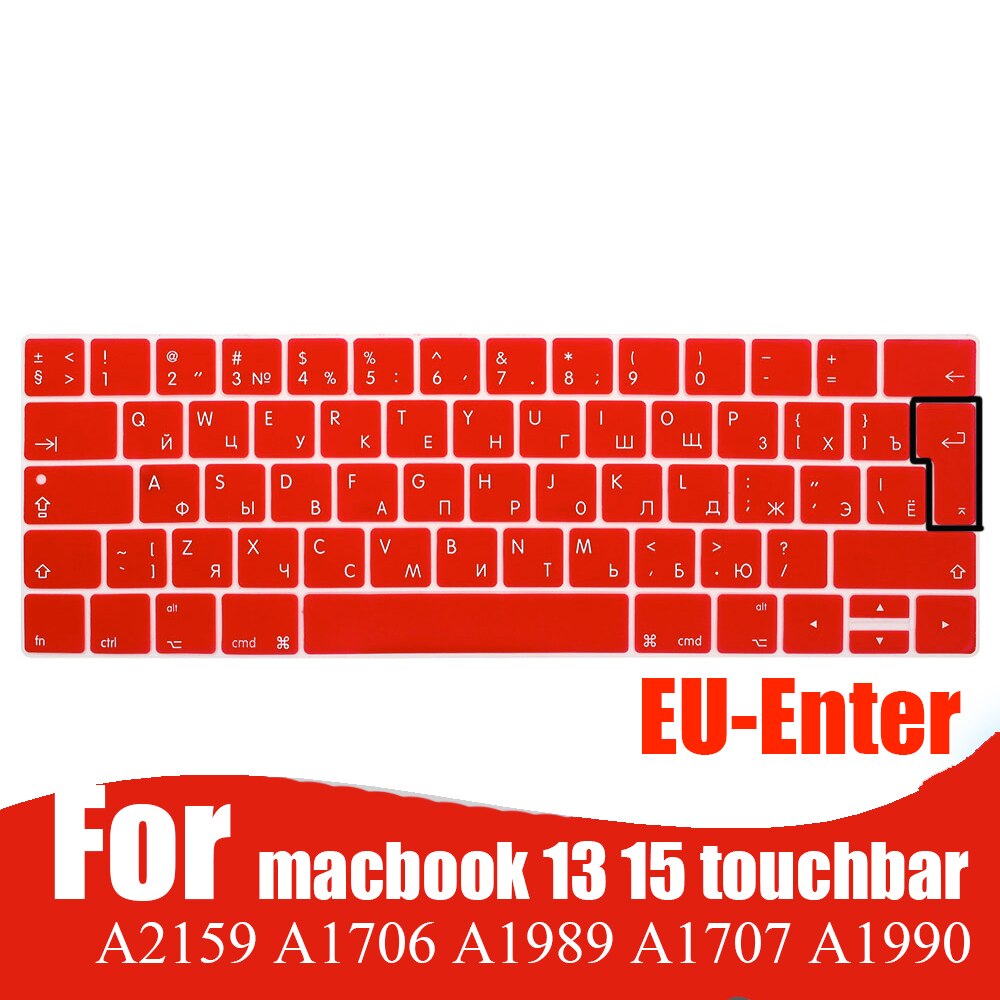 Rosyjska obudowa klawiatury laptopa dla Macbook pro 13 15 touchbar klawiatura ochronna kolorowa obudowa klawiatury A2159 A1707 A1989A1990: EU red