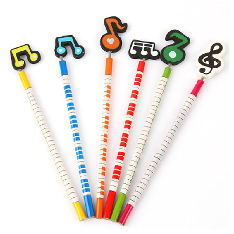 1 pcs random style Cute Pencil Musical Note Writing Wooden Pencil School Supplies Student Stationery for Kids