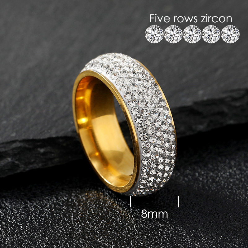 Anillo helado de lujo para hombre, anillos gruesos de acero de titanio para hombres y mujeres, accesorios de joyería de para parejas, , estilo coreano: 8 / Negro