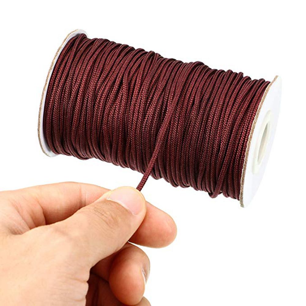 1.8 mm Brown Braided Lift Shade Cord 55 Yards/Roll with 4 Pieces Brown Wood Pendant for Aluminum Blind Shade Gardening Plant