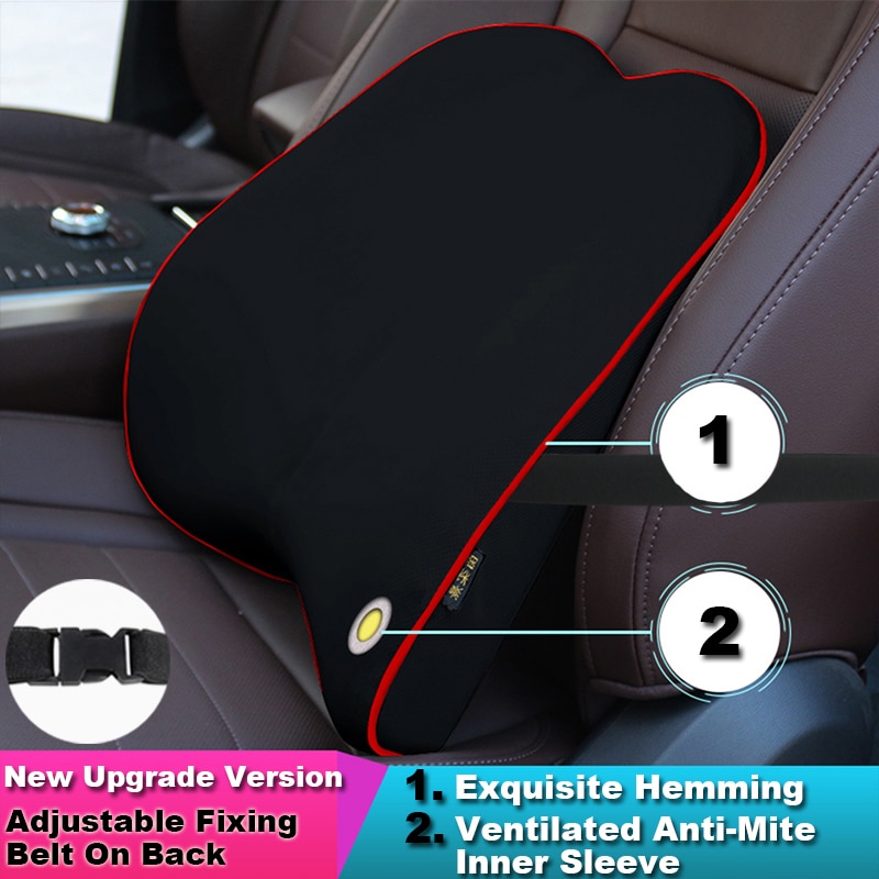 Cojín de apoyo Lumbar para asiento de coche, cojín para silla de oficina, transpirable, de viaje, suave de algodón con memoria