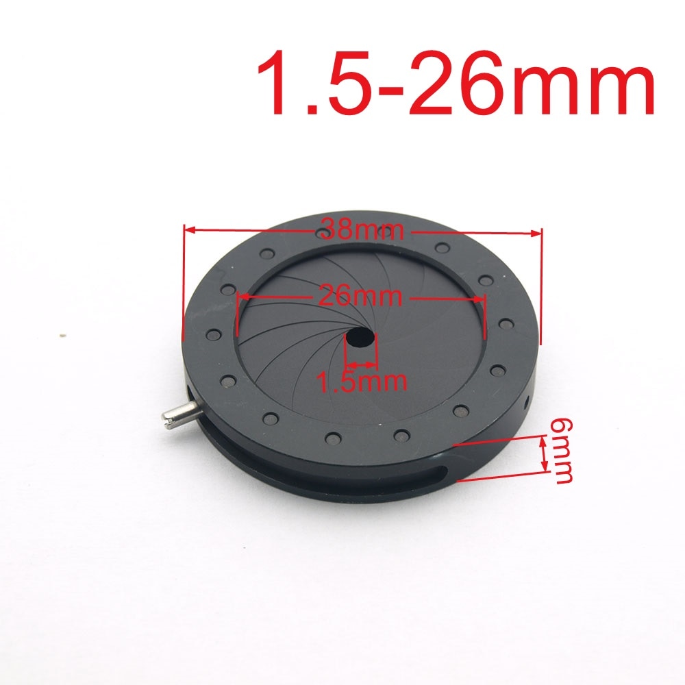 Diaphragme Iris optique Zoom 1.5-26MM, condensateur d'ouverture, appareil photo numérique, adaptateur de Microscope, à utiliser avec 14 lames