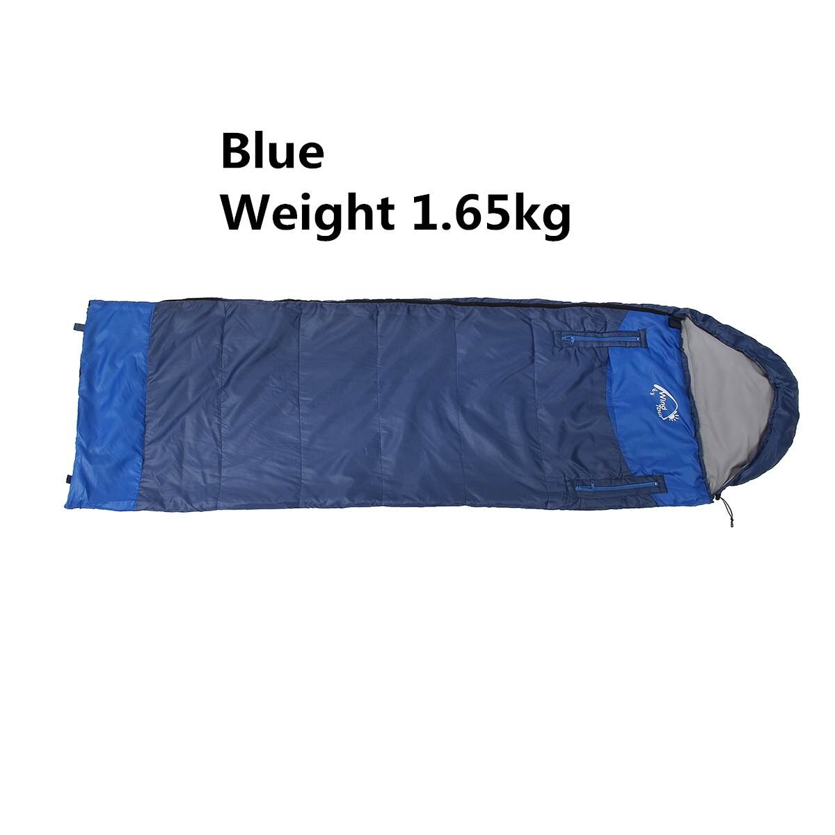 Outdoor Camping Sleeping Bag winter warm Ultralight Compression Pack Envelope Waterproof Spliced double Sleeping bag +Storag bag: Blue 1.65kg