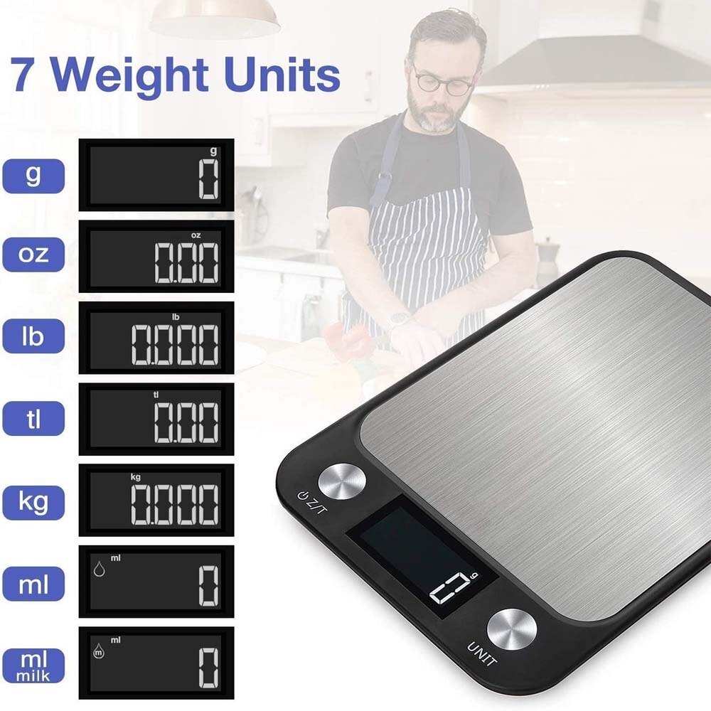 Household Food Scale Stainless Steel Electronic Kitchen LCD Back-lit Display Kitchen Baking Scale