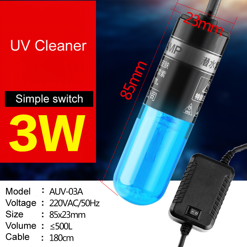 Sunsun AUV-Lámpara Ultravioleta germicida para tanque de peces, purificación de agua, buceo, esterilización, desinfección de acuario: AUV03A