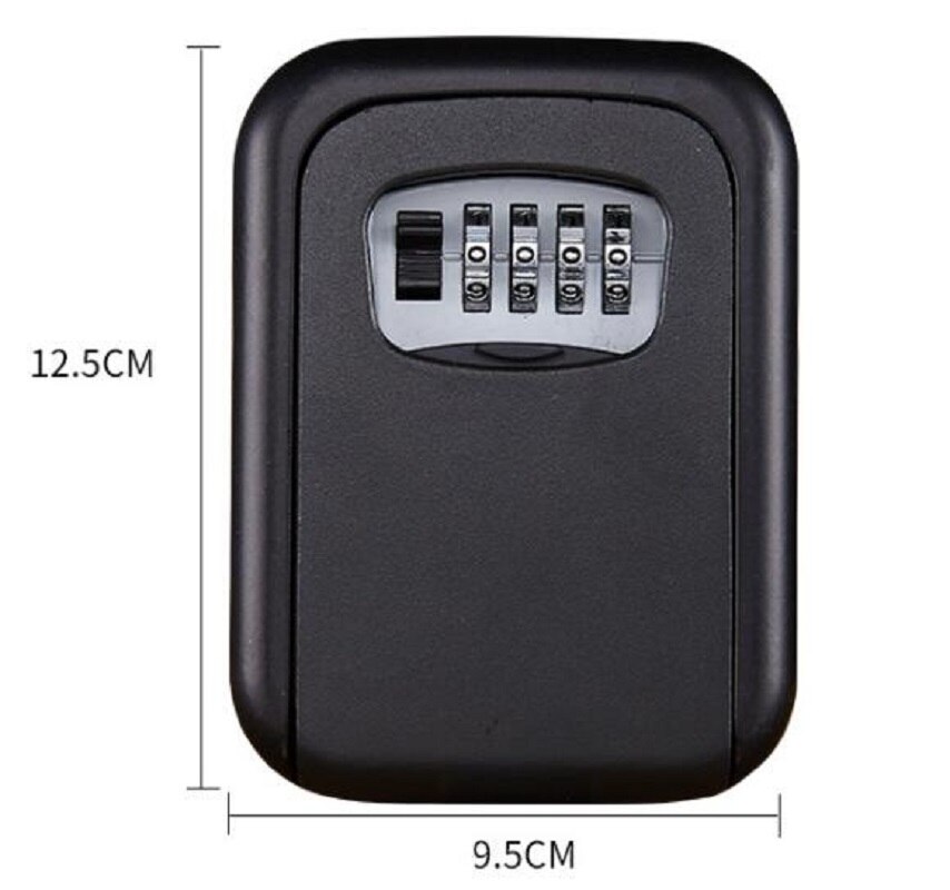 Wall Mounted Key Storage Organizer Boxes with 4 Digit Combination Lock Spare Keys Organizer Boxes Metal Secret Safe Box: Black