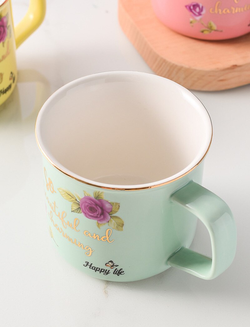 Gullemalje krus, kaffemelk kopper hånd keramisk kopp minimalistiske keramiske krus, par kaffekopp drinkware