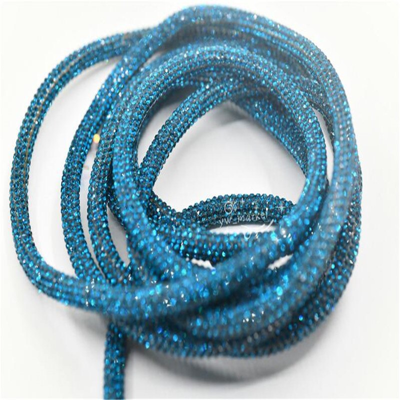 5 yards Crystal strass Glanzende Glitter Touw chain Bridal Applique Voor Sieraden Maken: blue zircon