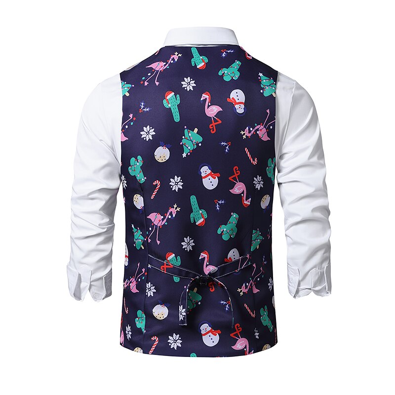weihnachten Anzug Weste Männer Neue 3D Flamingo drucken Herren Weste Weihnachten Party Prom Rauchen Westen Gilet Kostüm homme