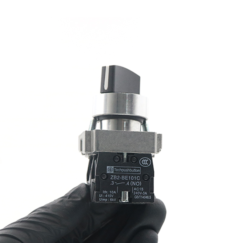 22mm Industrial Selector Switch Knob - 2/3 Position, Self Locking Self Resetting 1NO/1NC/2NO Contacts - XB2-BD Series BD21 BD23