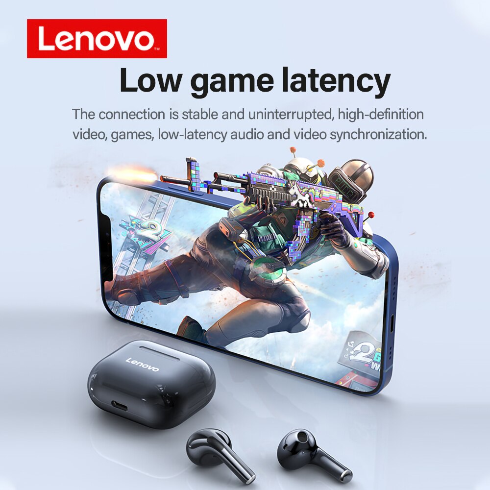 Original Lenovo LP40 TWS Wireless Earphone Bluetooth 5.0 Dual Stereo Noise Reduction Bass Touch Control Long Standby 300mAH